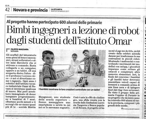 Bimbi ingegneri all'Omar - La Stampa - 30 magio 2017